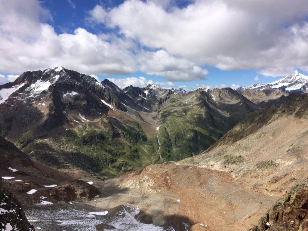 Hornscharte Roter Knopf, Böses Weibl und Großglockner Blick aus der Hornscharte auf Roten Knopf, Böses Weibl und Großglockner