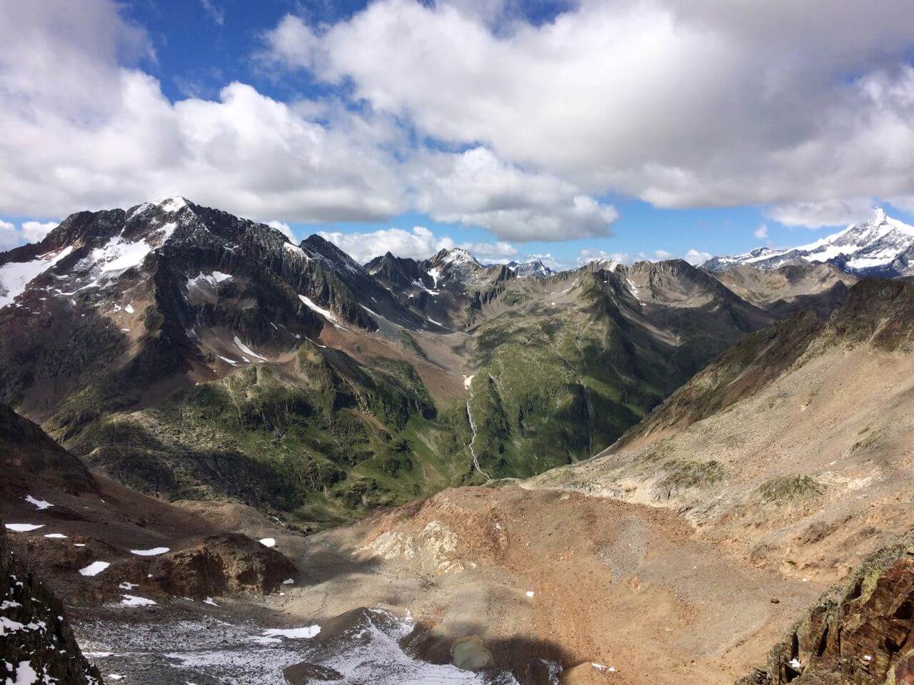 Blick aus der Hornscharte auf Roten Knopf, Böses Weibl und Großglockner